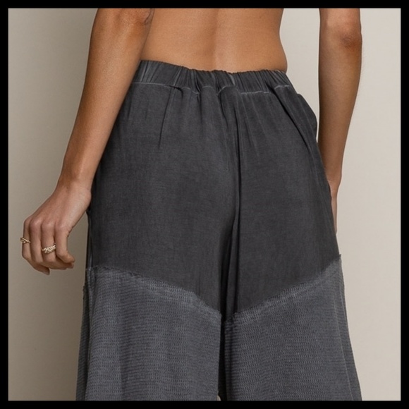 POL Wide Leg Pants W/Drawstring Mix Fabric RESTOCKING IN BLACK & 4 MORE COLORS! - Picture 4 of 14